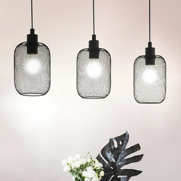 Eglo Wrington Pendelleuchte - 60 W, L x B x H: 74 x 15 x 11 cm, Schwarz, E27 - Bildausschnitt