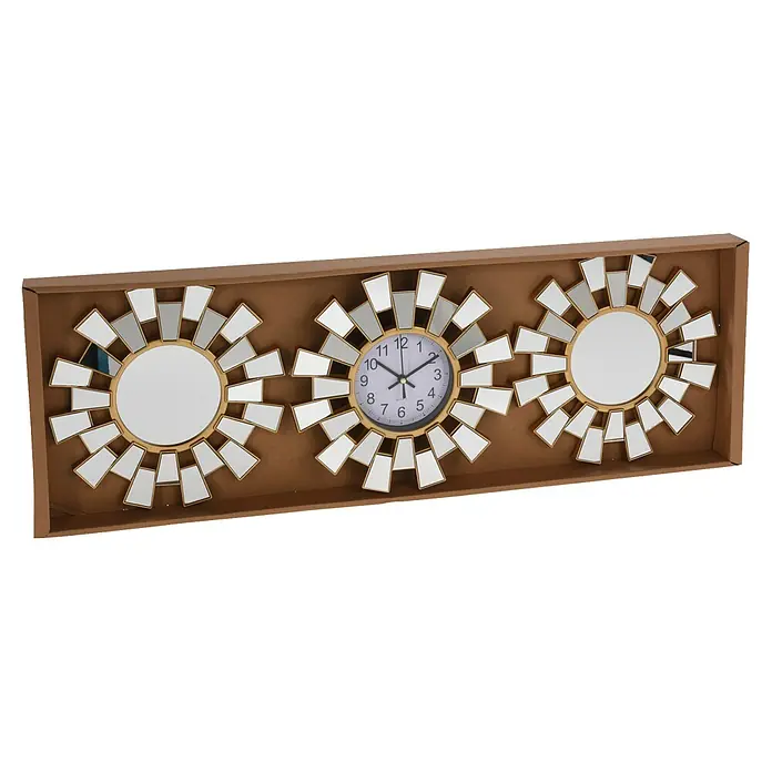 Reloj de pared con espejos - Dorado, 25 x 25 cm - Vista angular