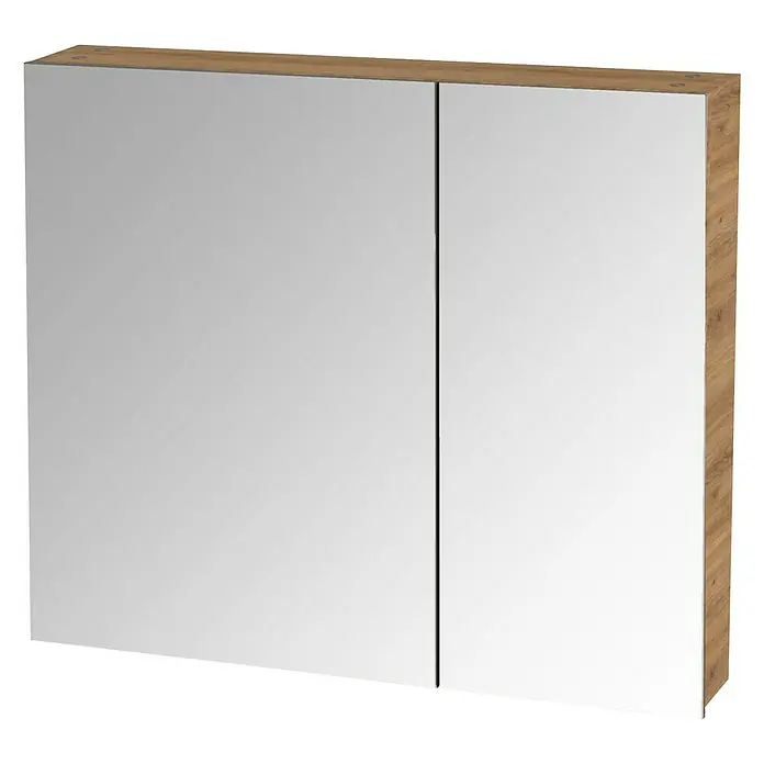 Tiger S-Line Spiegelkast - b x h: 80 x 70 cm, Zonder verlichting, Spaanplaat, Chalet Eiken - Diagonaal zicht