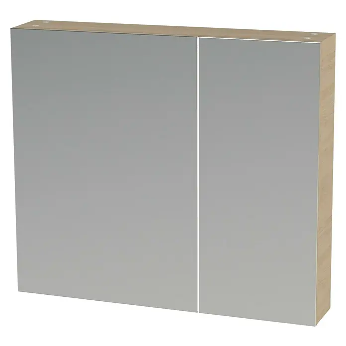 Tiger S-Line Spiegelkast - b x h: 80 x 70 cm, Zonder verlichting, Spaanplaat, Naturel Eiken - Diagonaal zicht