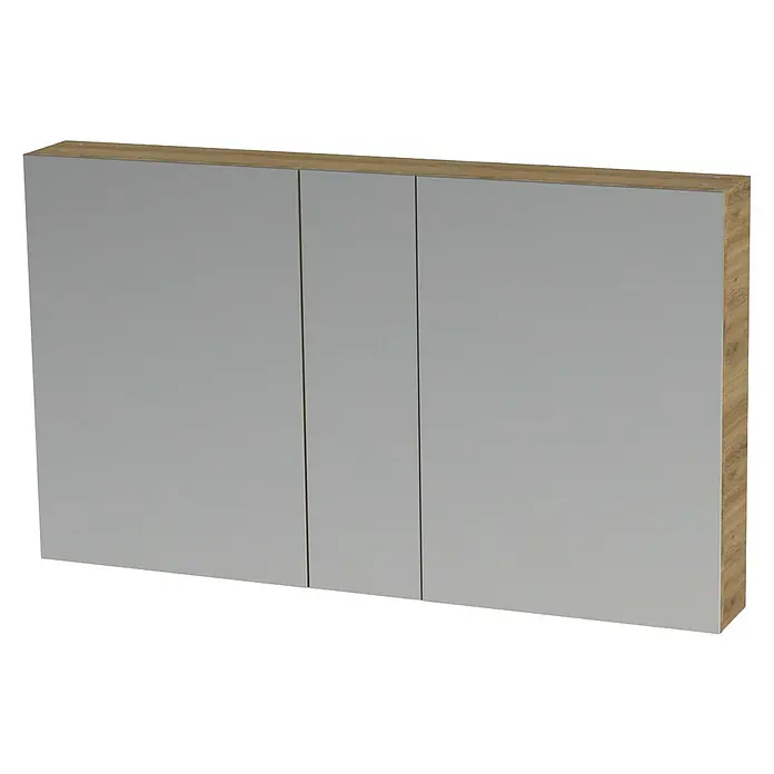 Tiger S-Line Spiegelkast - b x h: 120 x 70 cm, Zonder verlichting, Spaanplaat, Chalet Eiken - Diagonaal zicht