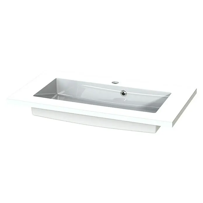 Tiger S-Line Wastafel Quadro - 80,2 x 45,2 cm, Glanzend Wit - Diagonaal zicht
