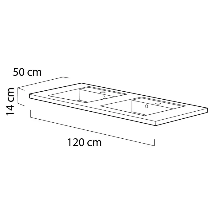 Tiger Dubbele wastafel Frames - 120 x 50 cm, Glanzend Wit - Blauwdruk