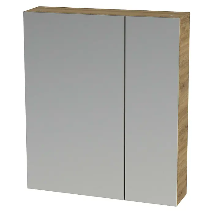 Tiger S-Line Spiegelkast - b x h: 60 x 70 cm, Zonder verlichting, Spaanplaat, Chalet Eiken - Diagonaal zicht