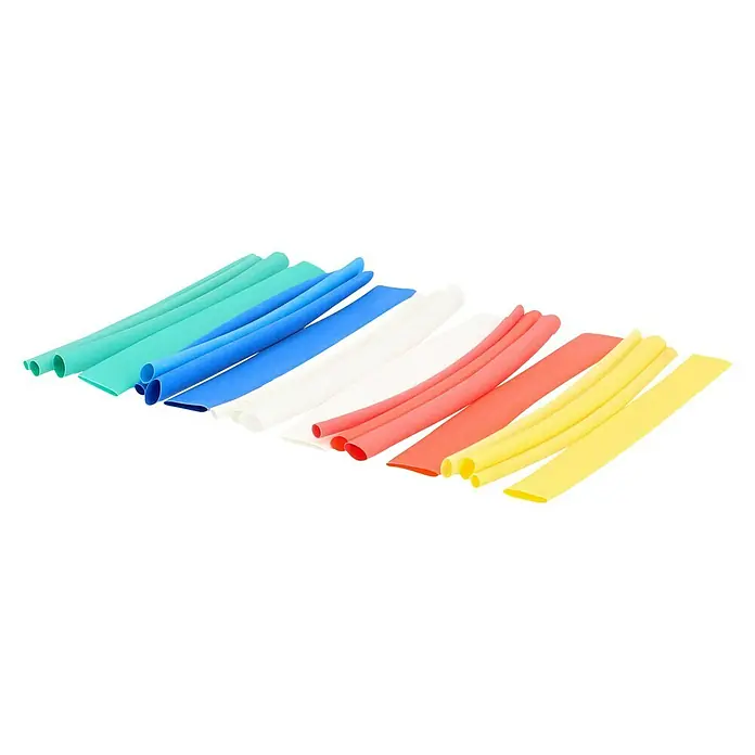 Voltomat Wärme-Schrumpfschlauch-Set - 4 x 5 Stk., Gelb, Rot, Grün, Blau, Weiß, Schrumpftemperatur: 120 °C, Schrumpfrate: 2:1 - Diagonale Ansicht