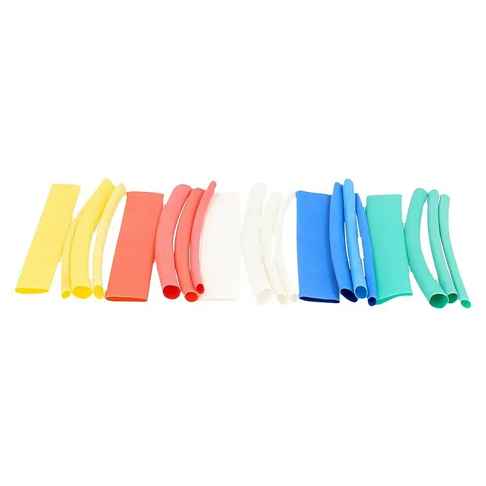 Voltomat Wärme-Schrumpfschlauch-Set - 4 x 5 Stk., Gelb, Rot, Grün, Blau, Weiß, Schrumpftemperatur: 120 °C, Schrumpfrate: 2:1 - Diagonale Ansicht
