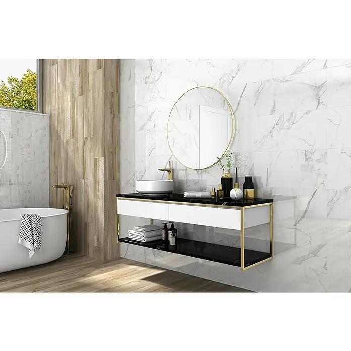 Revestimiento de pared Palatina - 30 x 60 cm, Blanco Carrara, Brillante - Foto ambiente