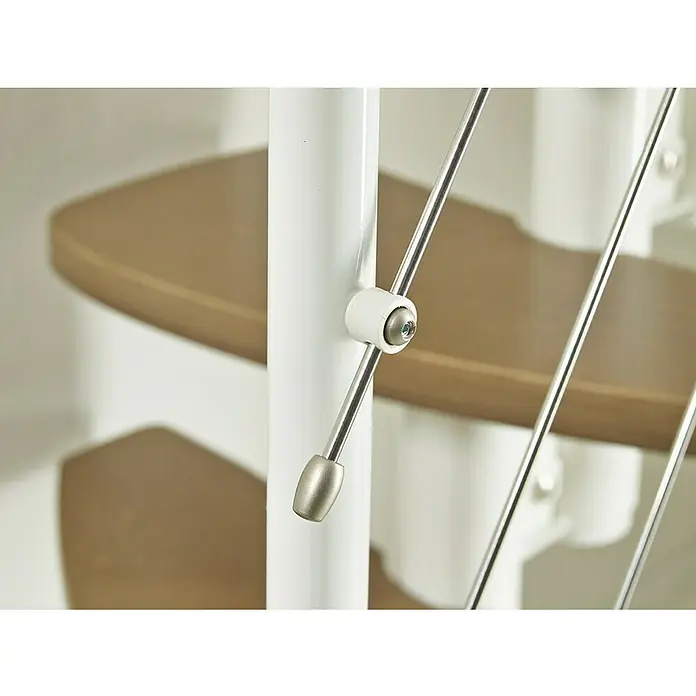 Fontanot Raumspartreppe Zen - Breite: 61 cm, Weiß, Anzahl Steigungen: 13 Stk., Farbe Stufen: Havanna Dunkel, Geschosshöhe: 250 cm - 301 cm - Detailaufnahme