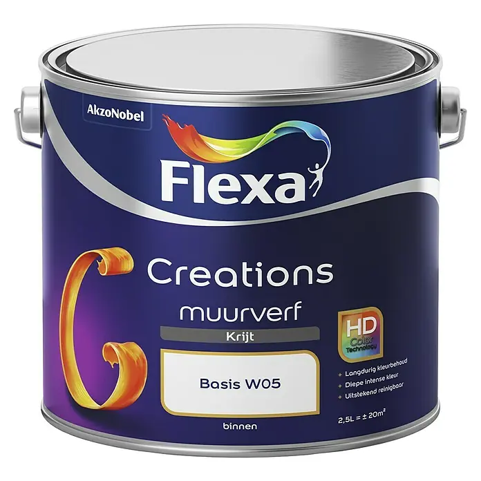 Flexa Creations Muurverf Krijt - Mengkleur basis, 2,5 l, Extra mat - Vooraanzicht