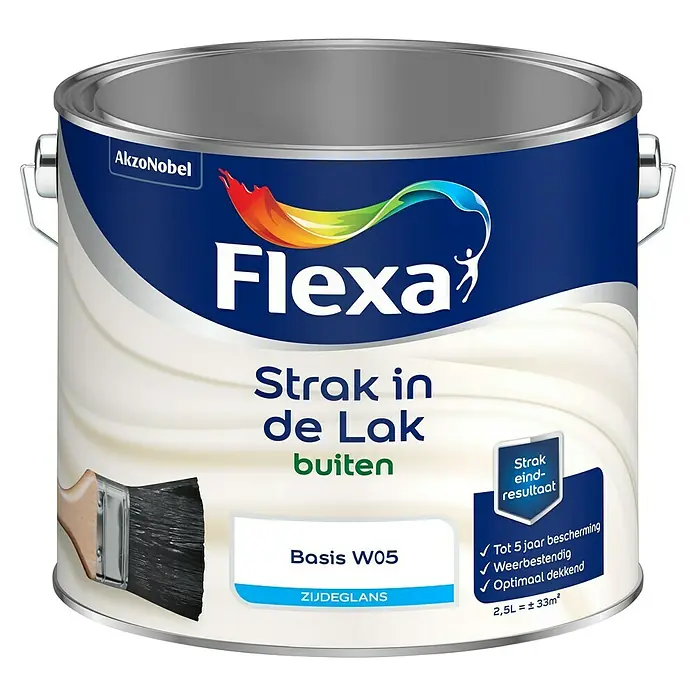 Flexa Strak in de Lak Lak - Mengkleur basis, 2,5 l, Zijdeglans - Vooraanzicht