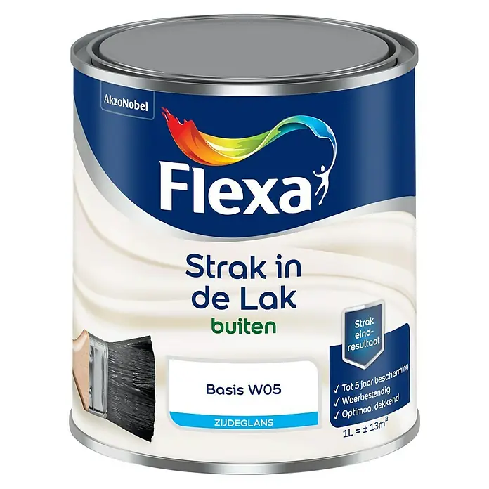 Flexa Strak in de Lak Lak - Mengkleur basis, 1 l, Zijdeglans - Vooraanzicht