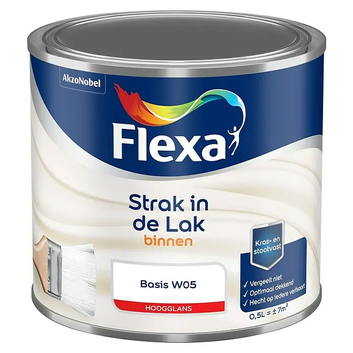 Flexa Strak in de Lak Lak - Mengkleur basis, 500 ml, Hoogglans - Vooraanzicht