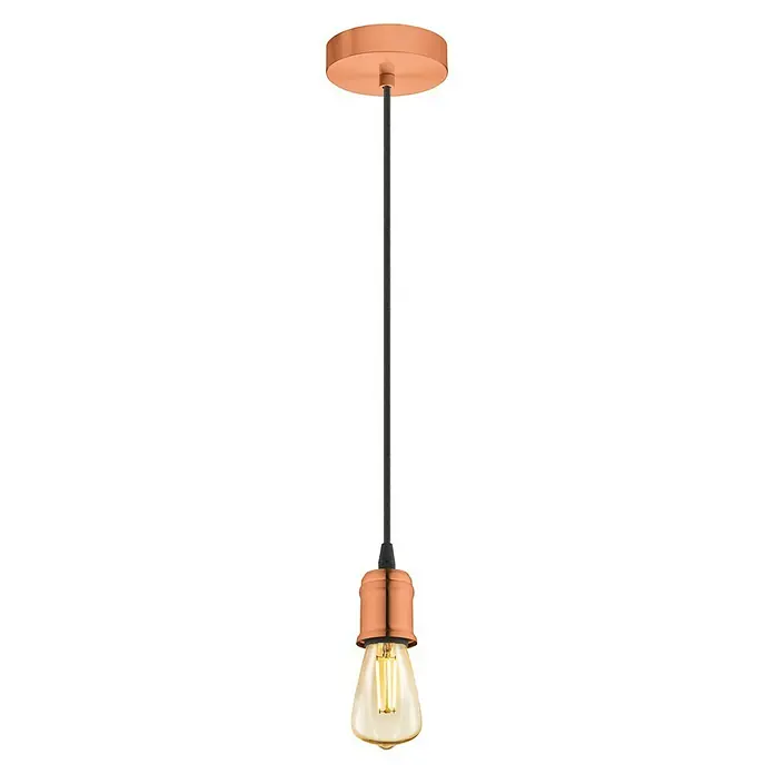 Eglo Pendelleuchte rund Yorth - 60 W, Ø x H: 100 mm x 200 cm, Kupfer, E27 - Vorderansicht