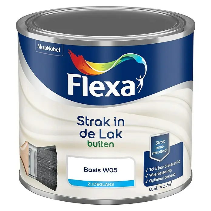 Flexa Strak in de Lak Lak - Mengkleur basis, 500 ml, Zijdeglans - Vooraanzicht