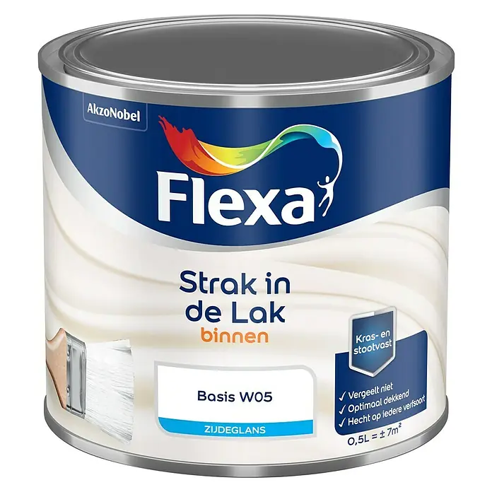 Flexa Strak in de Lak Lak - Mengkleur basis, 500 ml, Zijdeglans - Vooraanzicht