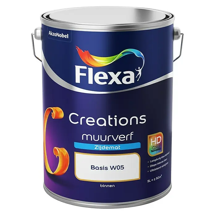 Flexa Creations Muurverf - Mengkleur basis, 5 l, Zijdemat - Vooraanzicht