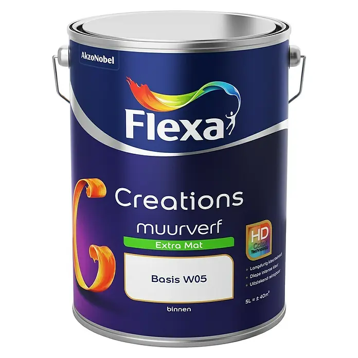 Flexa Creations Muurverf - Mengkleur basis, 5 l, Extra mat - Vooraanzicht