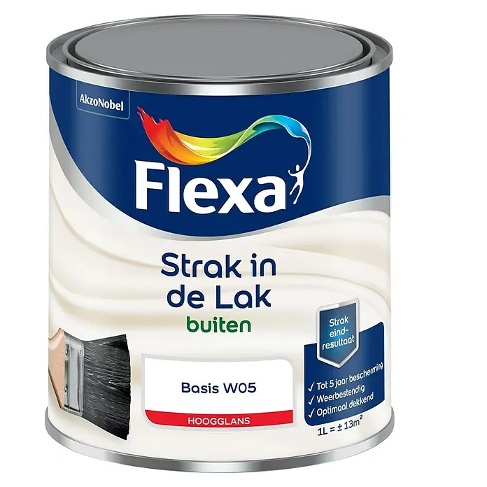 Flexa Strak in de Lak Lak - Mengkleur basis, 1 l, Hoogglans - Vooraanzicht