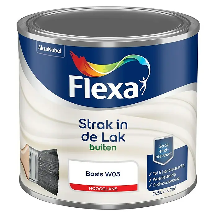 Flexa Strak in de Lak Lak - Mengkleur basis, 500 ml, Hoogglans - Vooraanzicht