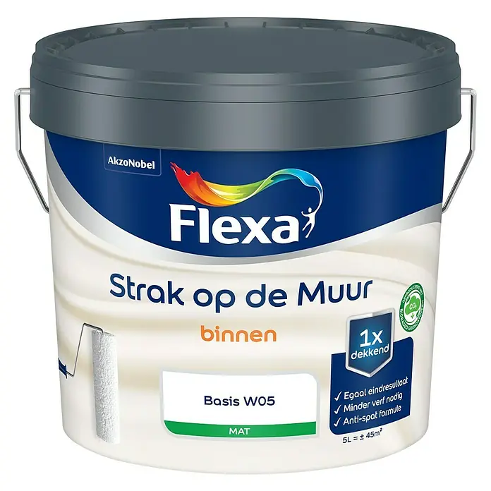 Flexa Strak op de Muur Muurverf - Mengkleur basis, 5 l, Mat - Vooraanzicht