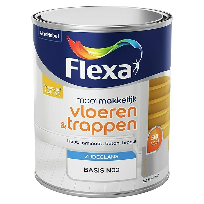Flexa Mooi Makkelijk Lak Vloeren & Trappen - Mengkleur basis, 750 ml, Zijdeglans - Vooraanzicht