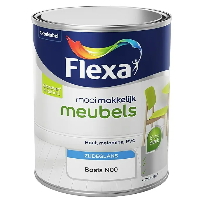 Flexa Mooi Makkelijk Lak Meubels - Mengkleur basis, 750 ml, Zijdeglans - Vooraanzicht