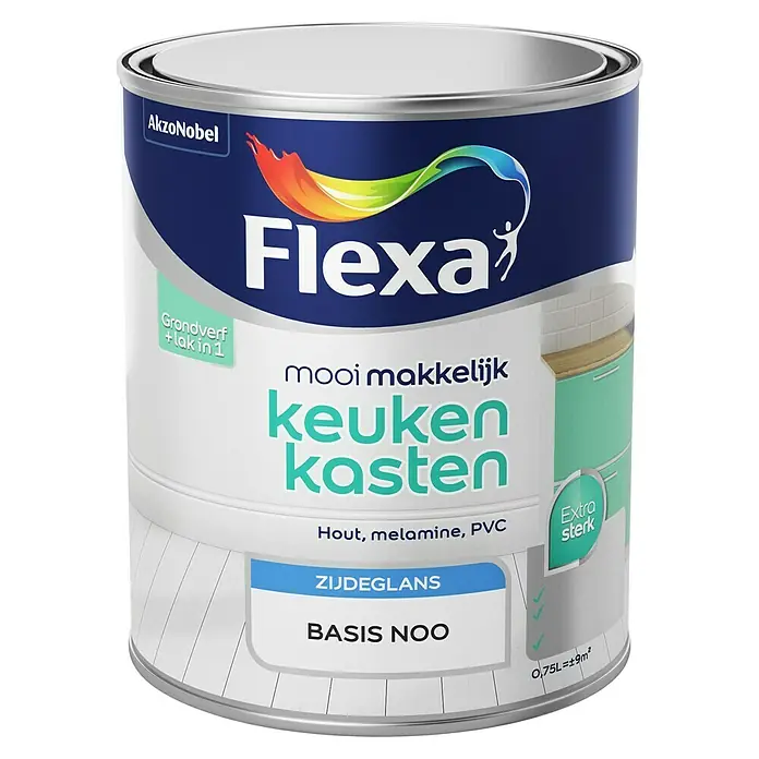 Flexa Mooi Makkelijk Lak Keukenkasten - Mengkleur basis, 750 ml, Zijdeglans - Vooraanzicht