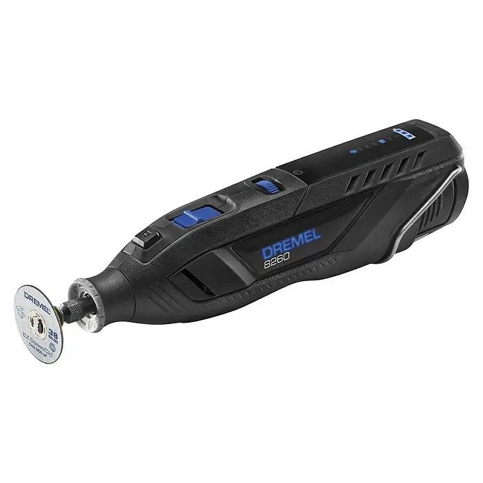 Dremel Akku-Multifunktionswerkzeug 8260-5 - 12 V, 1 Akku, 3 Ah, Leerlaufdrehzahl: 5.000 U/min - 30.000 U/min - Diagonale Ansicht