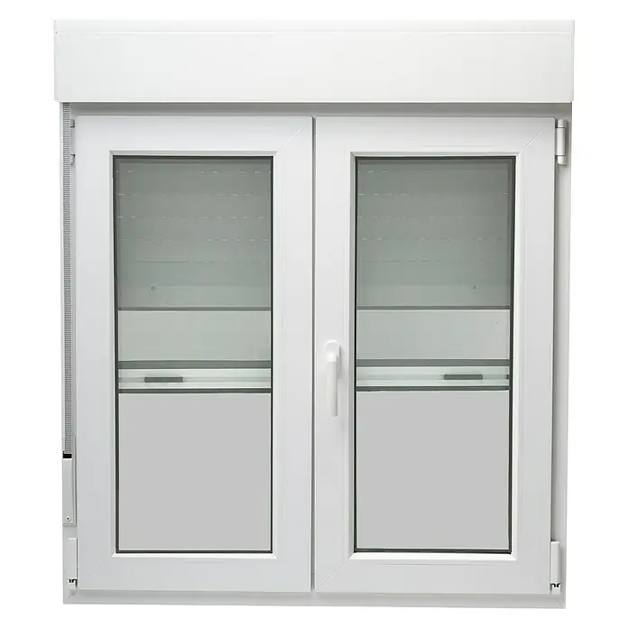 Solid Elements Ventana de PVC practicable-oscilobatiente - 125 x 118,5 cm, Apertura según normativa: Derecha, Blanco, Con mosquitera - Vista frontal