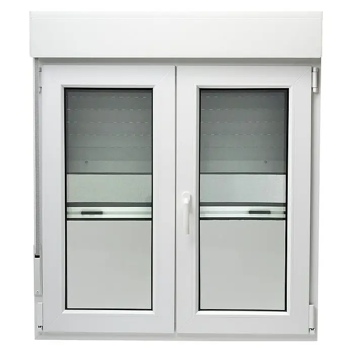 Solid Elements Ventana de PVC practicable-oscilobatiente - 120 x 118 cm, Derecha, Blanco, Con mosquitera - Vista frontal