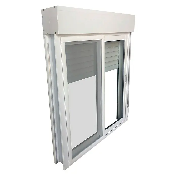 Solid Elements Ventana corredera de aluminio - 120 x 115 cm, Blanco, Con mosquitera - Vista angular