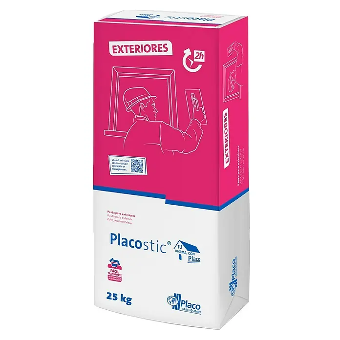 Placo Saint-Gobain Mortero de cemento Placostic Exteriores - 25 kg, Apto para: Revoques - Vista angular