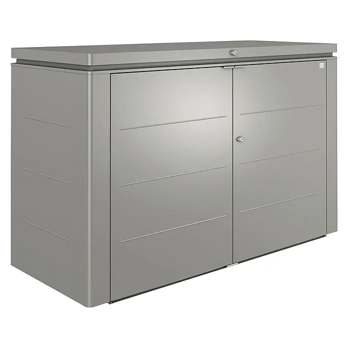 Biohort Garten-Aufbewahrungsbox Highboard 200 - L x B x H: 200 x 84 x 127 cm, Quarzgrau Metallic, Aluminium - Vorderansicht
