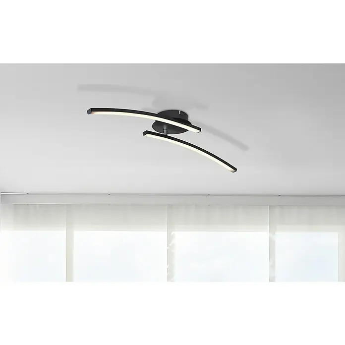 Globo LED-Deckenleuchte TANSY I - 12 W, L x B x H: 59 x 12 x 11 cm, Schwarz, Warmweiß, 1 Stk. - Stimmungsaufnahme