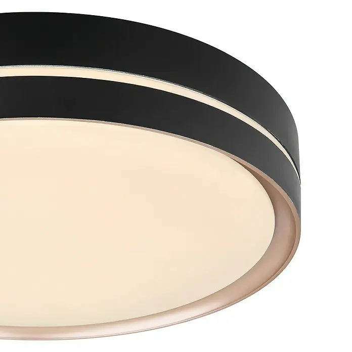 Globo LED-Deckenleuchte rund MANNI - 24 W, Ø x H: 385 mm x 8 cm, Schwarz, Warmweiß - Detailaufnahme