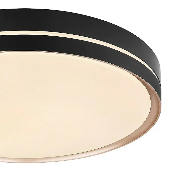 Globo LED-Deckenleuchte rund MANNI - 40 W, Ø x H: 485 mm x 8 cm, Schwarz, Warmweiß - Detailaufnahme