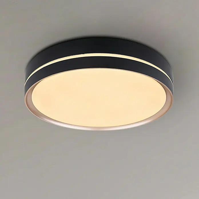 Globo LED-Deckenleuchte rund MANNI - 24 W, Ø x H: 385 mm x 8 cm, Schwarz, Warmweiß - Bildausschnitt
