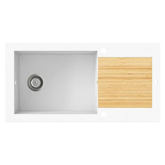Carea Einbauspüle Katla - 98 x 50 cm, 1 Becken, CAREAlith®, Weiß - Ansicht von oben