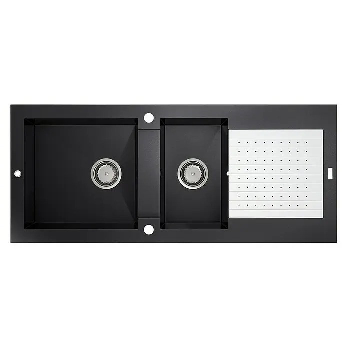 Carea Einbauspüle Eole - 118 x 50 cm, Warmluft-Trocknungsgebläse, CAREAlith®, Schwarz - Ansicht von oben