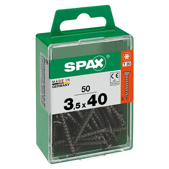 Spax T-Star plus Universalschraube - Ø x L: 3,5 x 40 mm, Vollgewinde, 50 Stk. - Diagonale Ansicht