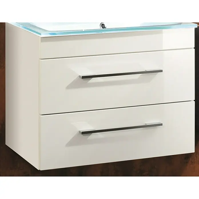 Camargue Stella Waschtischunterschrank - 79,4 x 48,9 x 55 cm, 2 Schubkästen, Ohne Beleuchtung, Weiß - Vorderansicht