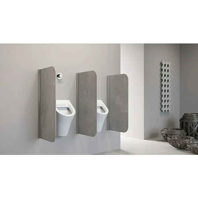 GEO Urinal-Trennwand Radius 100 - 50 x 90 cm, Aluminium, Dekor: Villar - Linke Seitenansicht