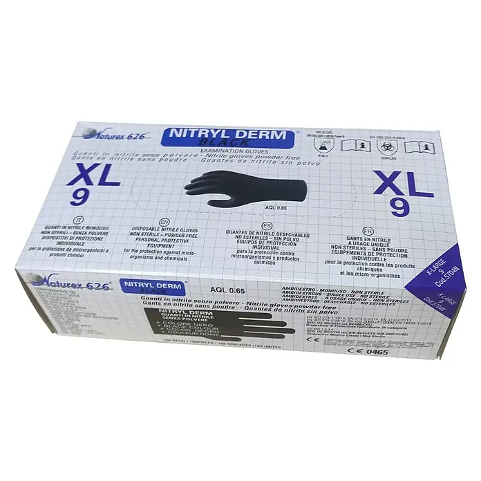 Guantes desechables - XL, 100 ud., Nitrilo - Vista angular