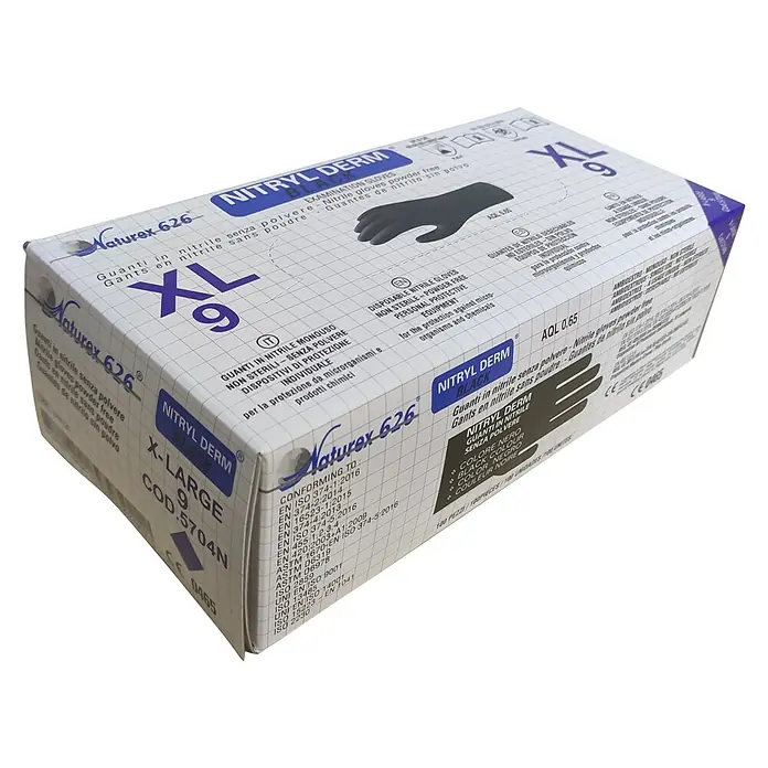 Guantes desechables - XL, 100 ud., Nitrilo - Vista angular