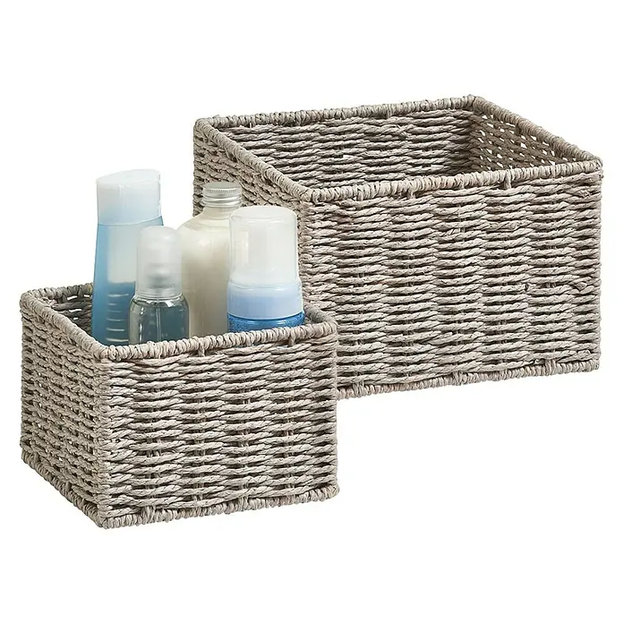 Zeller Present Juego de cestas Conjunto de 2 cestas para el baño - Gris, 2 piezas - Producto en uso