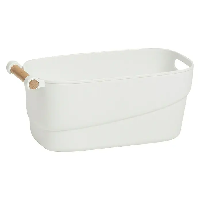 Zeller Present Cesta para el baño S - 27 x 12 x 14,5 cm, Plástico, Blanco - Vista angular