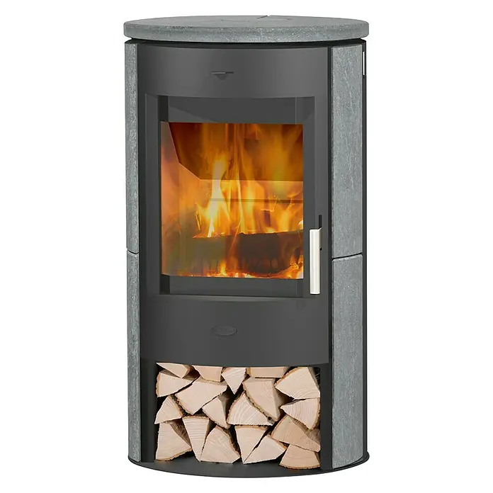 Fireplace Kaminofen Zaria Speckstein - 6 kW, Raumheizvermögen: 108 m³, Material Abdeckung: Speckstein, Grau/Schwarz