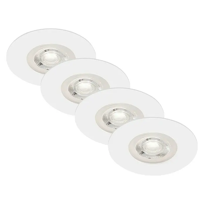 Briloner Set de focos LED empotrables redondos Kulana - 20 W, 4 ud., Ø x Al: 9 x 2,5 cm, Blanco cálido, Blanco - Vista angular