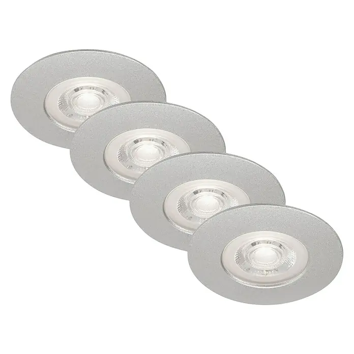 Briloner Set de focos LED empotrables redondos Kulana regulable - 20 W, 4 ud., Ø x Al: 9 x 2,5 cm, Blanco cálido, Cromo - Vista ascendente