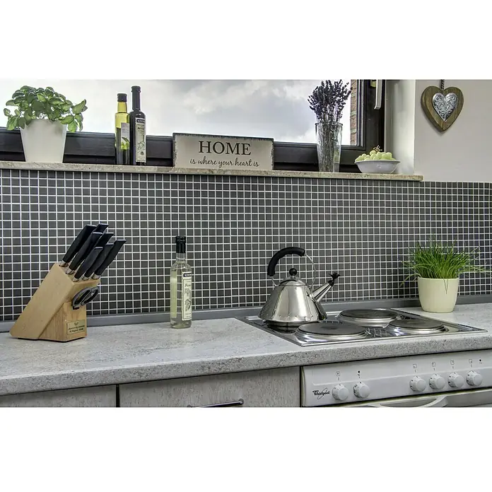 Mosaikfliese Quadrat Uni CU 030 - 32,6 x 30 cm, Grau, Matt - Stimmungsaufnahme